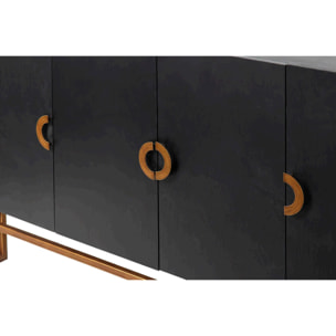 Aparador Negro-dorado Madera-metal 152x40x82 Cm