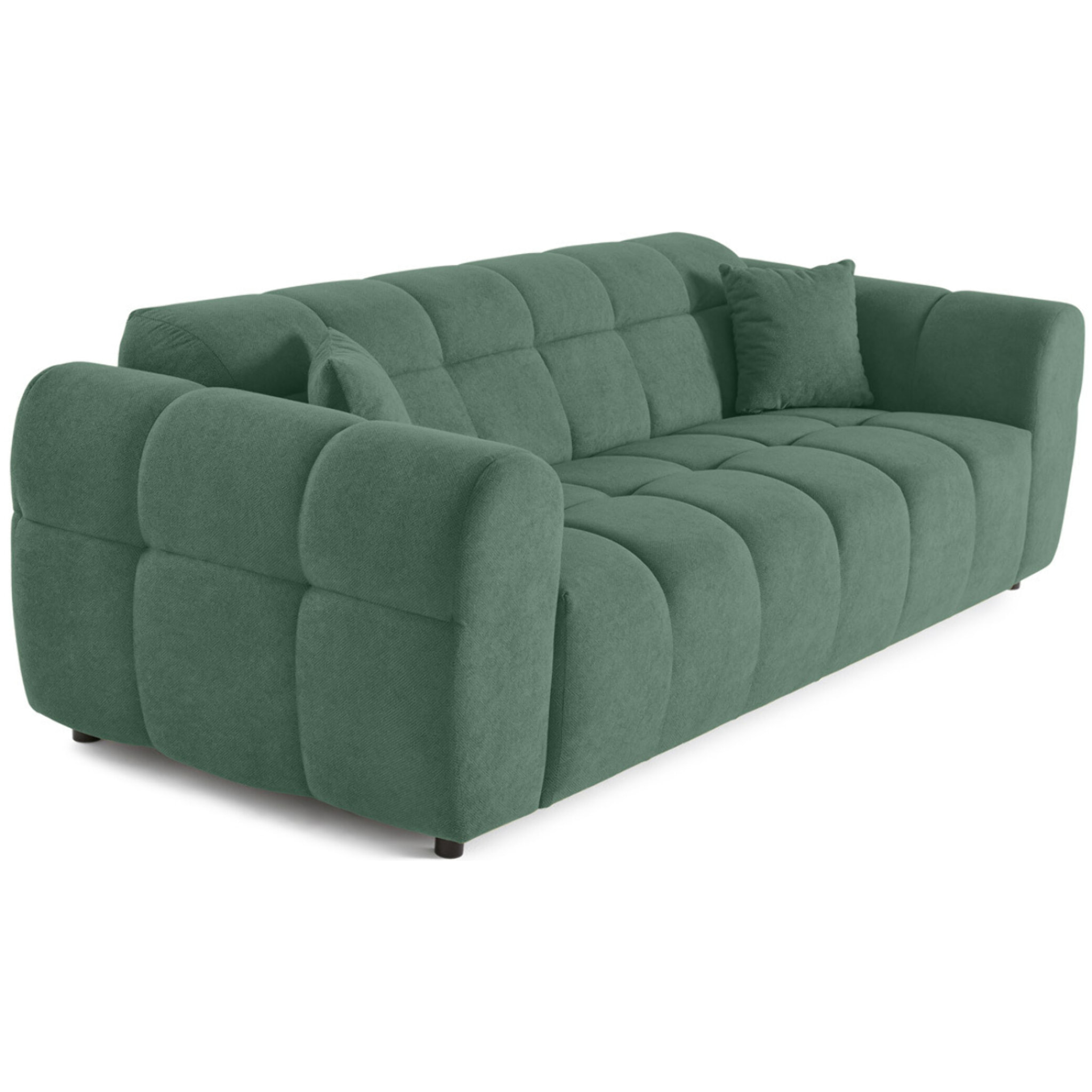 Ray - canapé droit 3 places en tissu texturé - Vert sauge
