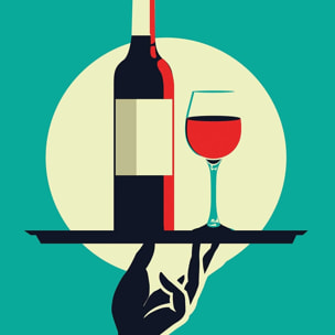 Affiche cuisine Verre de vin à la Française Affiche + cadre en bois - Chêne