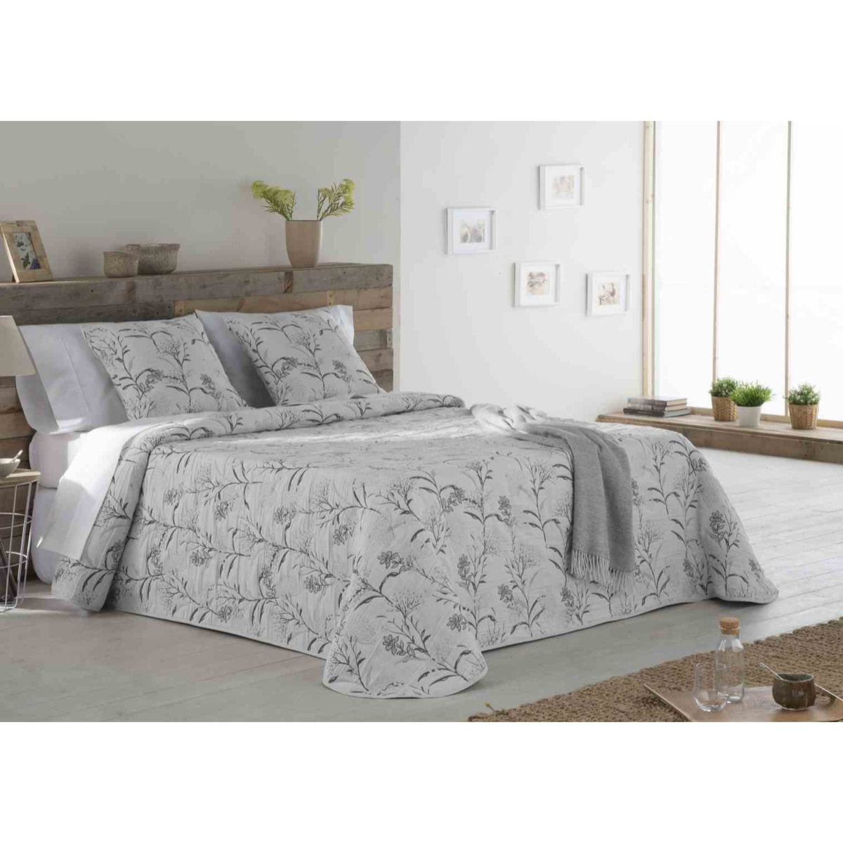 Colcha Jacquard algodón Zurek Gris