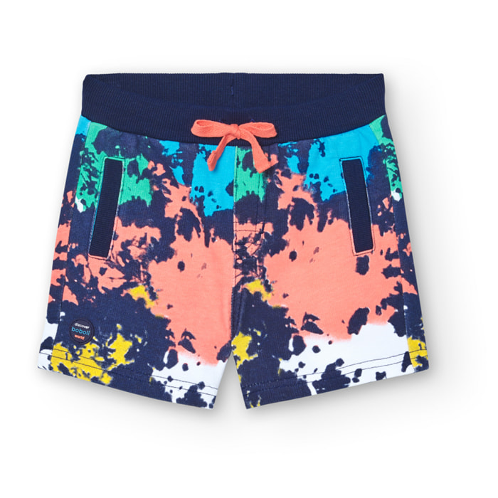 Bermudas estampadas bebÃ© niÃ±o, felpa, azul marino, 348027