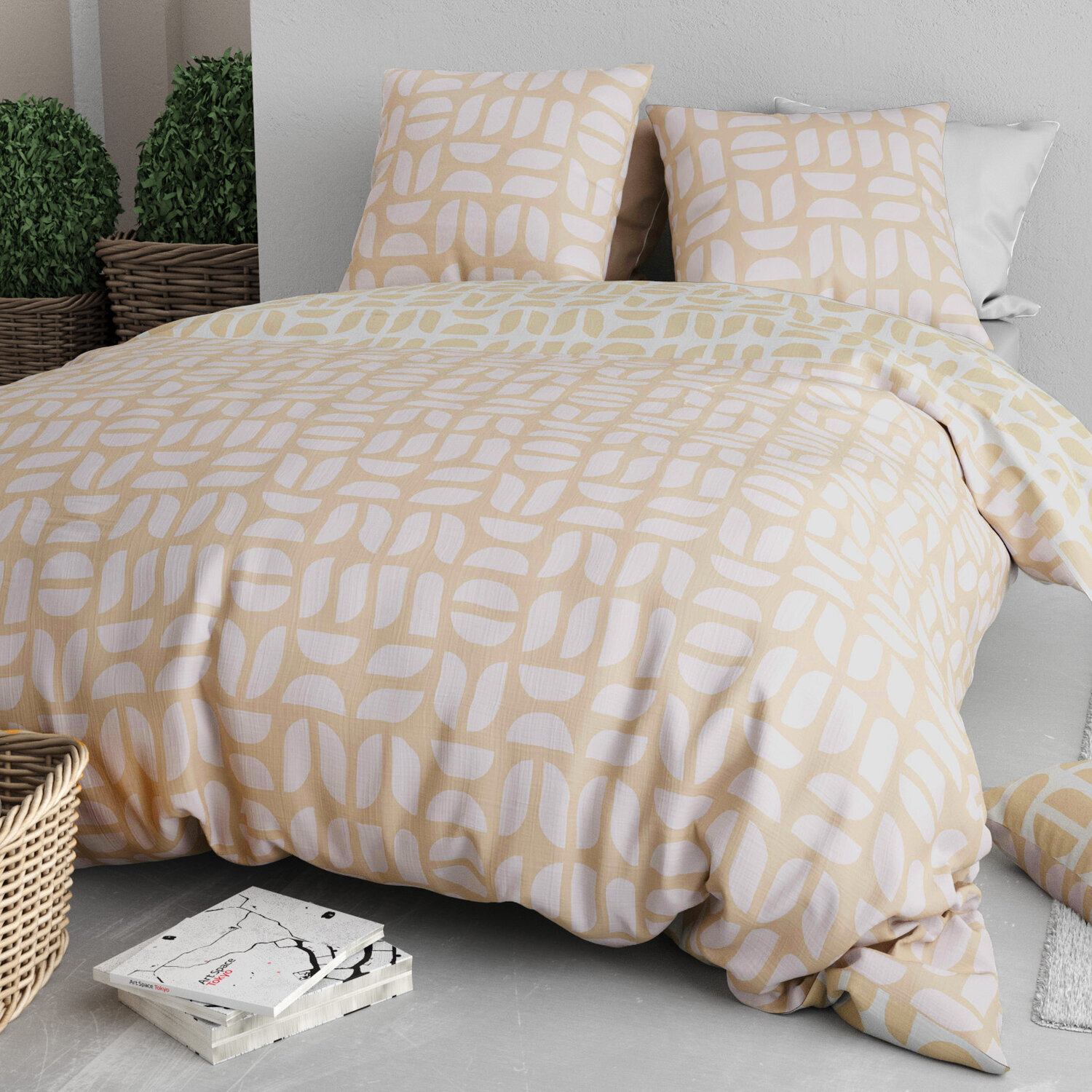 Parure housse de couette 3pcs polycoton romy