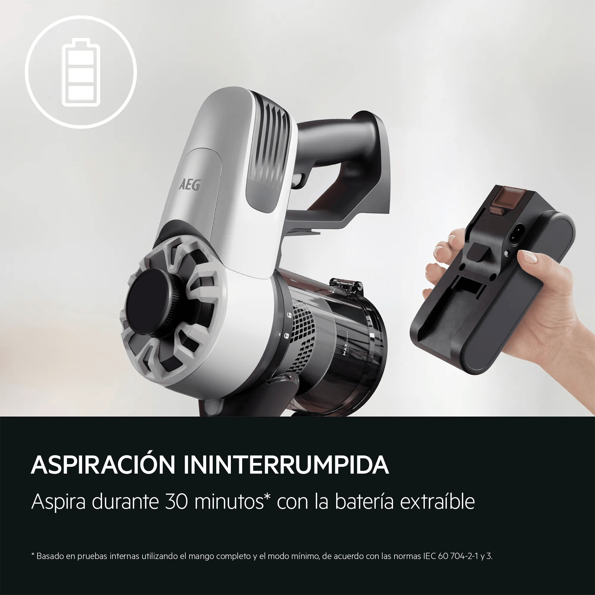 AEG Aspiradora sin cable Serie 3000 de 30 min de autonomía AP31CB18IW