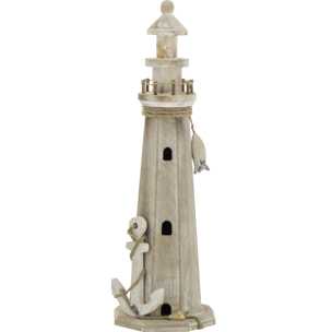 J-Line Phare décoratif Blanchi - corde/bois - naturel - large