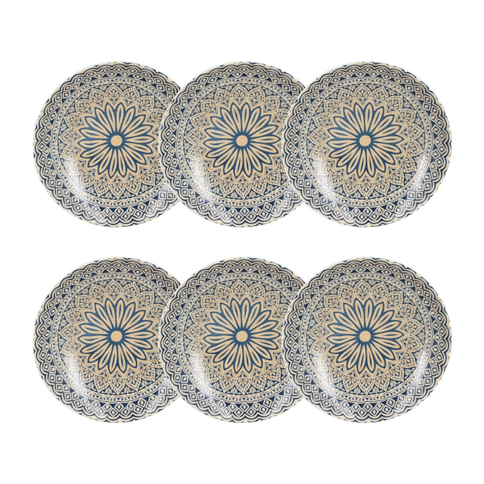Lot de 6 assiettes creuses en porcelaine 21cm BYZANCE