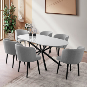 SAPHIA - Table à manger 6 personnes gris et noir 180 cm