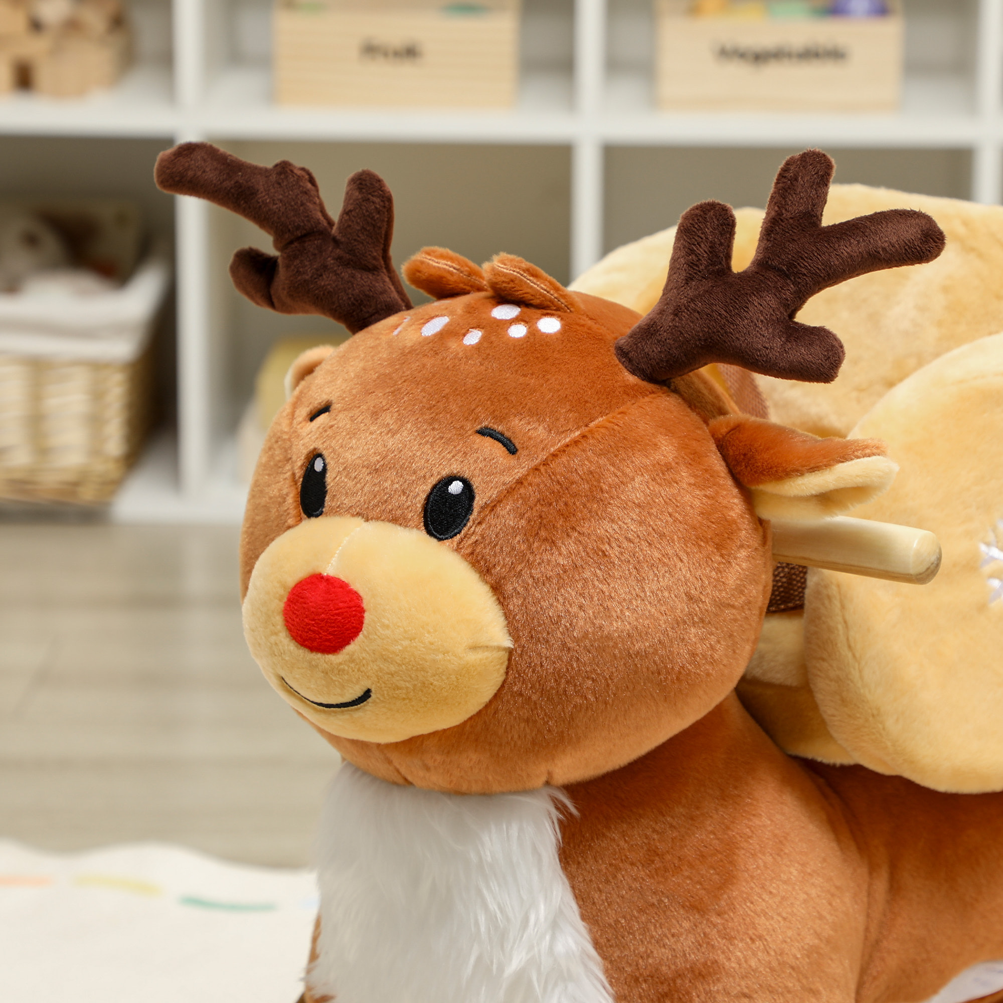 Cheval à bascule enfant jouet à bascule renne siège ceinture réglable effets sonores