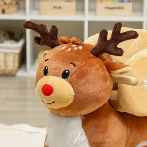 Cheval à bascule enfant jouet à bascule renne siège ceinture réglable effets sonores