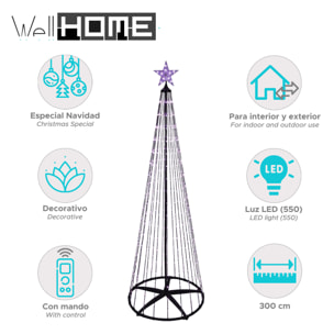 árbol de navidad de 300cm con 550 luces led rgb digitales y control remoto
