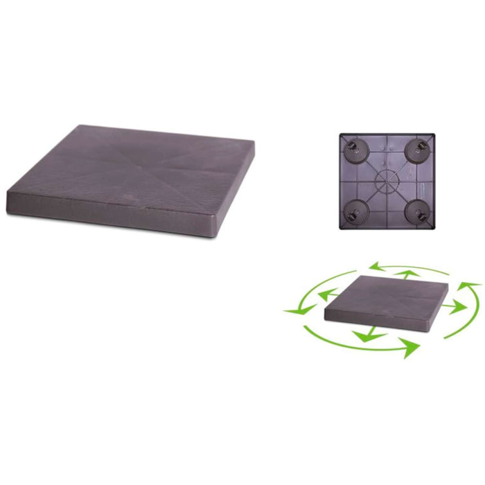 Plataforma movil para macetas prosperplast de plastico cuadrada con 4 ruedas 29,2 x 29,2 x 4 cm en color terracota