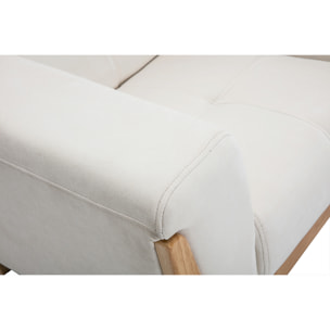 Fauteuil scandinave en tissu blanc cassé et bois clair FJORD