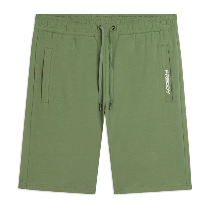 Pantaloni corti in jersey stretch con taschino