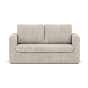 Marilia - Canapé 2 places convertible déplimousse en velours texturé - Beige