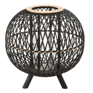 J-Line lanterne Boule Sur Pied - bambou - noir/naturel - large