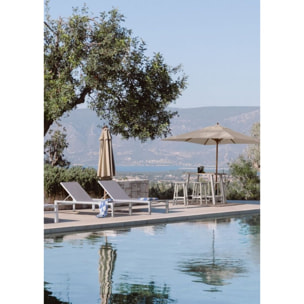Ombrellone da giardino ECLIPSE in alluminio effetto legno, telo beige 3x3