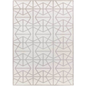 FLORA Alfombra geomÃ©trica con relieve en tonos blanco y gris, varias medidas disponibles