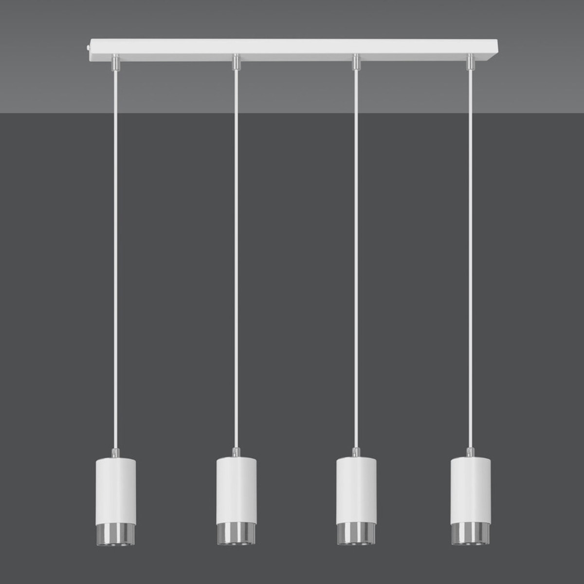 Lampada a sospensione FUMIKO in acciaio bianco e cromo