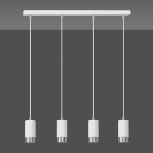 Lampada a sospensione FUMIKO in acciaio bianco e cromo