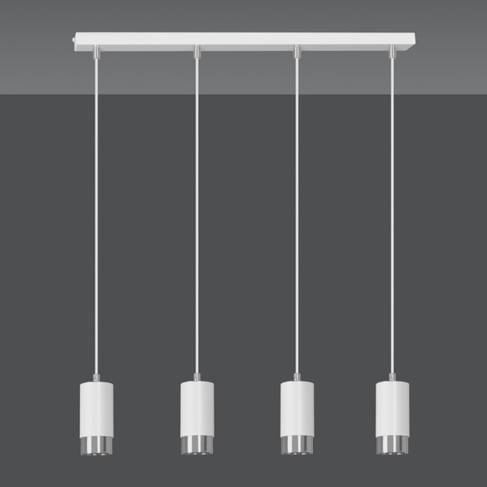 Lampada a sospensione FUMIKO in acciaio bianco e cromo