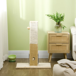 Poste Rascador para Gatos 79 cm Rascador para Gatos Arañador para Gatos con Bola Colgante Cascabel y Poste de Yute 59,5x39x79 cm Beige y Crema