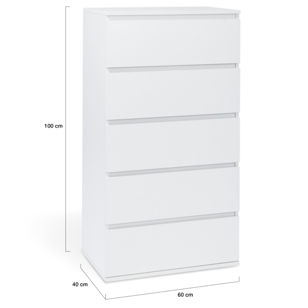 Commode Tom 5 tiroirs blanche