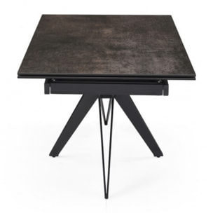 Table extensible en céramique finition iron L160/240cm - 9 piètements - UNIK