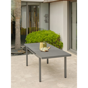DANIA - Table en alu et spraystone avec rallonge automatique grise anthracite