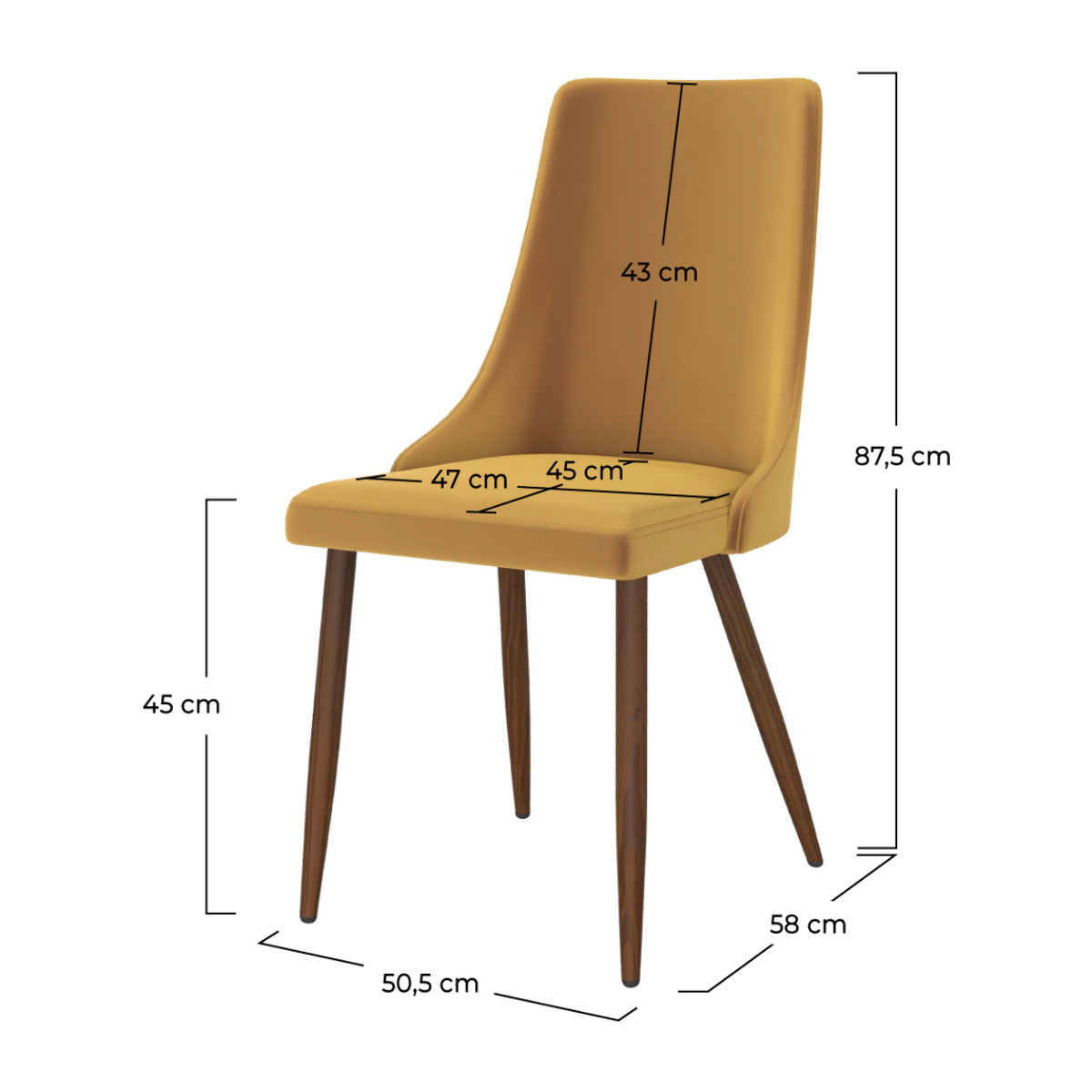 Lot de 2 chaises en velours jaune moutarde - Vinni