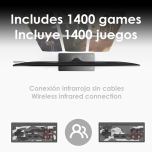 Console per videogiochi Y2HDPLUS collegata allo schermo del televisore. Supporta 4K. Include 1400 giochi.