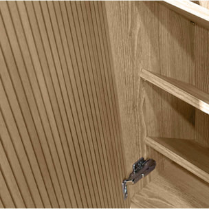 Zapatero Hanko melamina roble dorado puertas impresión vallado 90x90x27cm