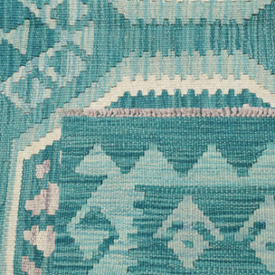Tapis kilim, motif géométrique authentique, tissage plat en laine