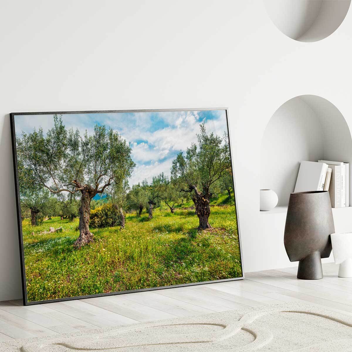 Affiche encadrée – Oliveraie lumineuse Affiche + cadre en métal - Noir