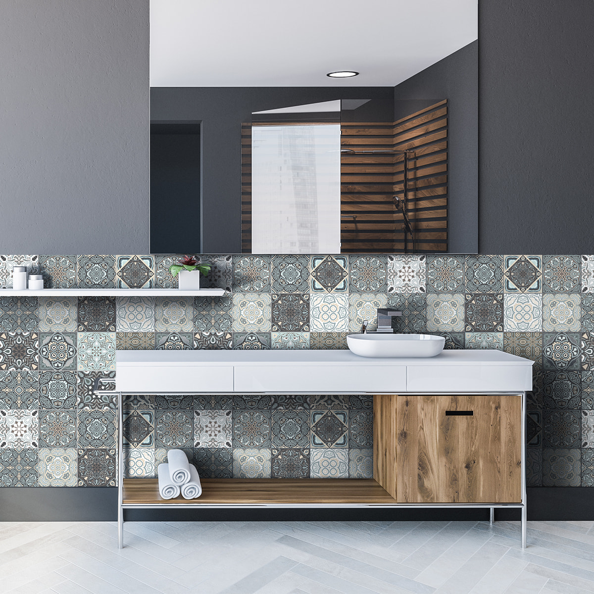 Stickers muraux - Sticker Mural Carrelage adhésif Cuisine Salle de Bain - 24 STICKERS CARRELAGES AZULEJOS SATURINO