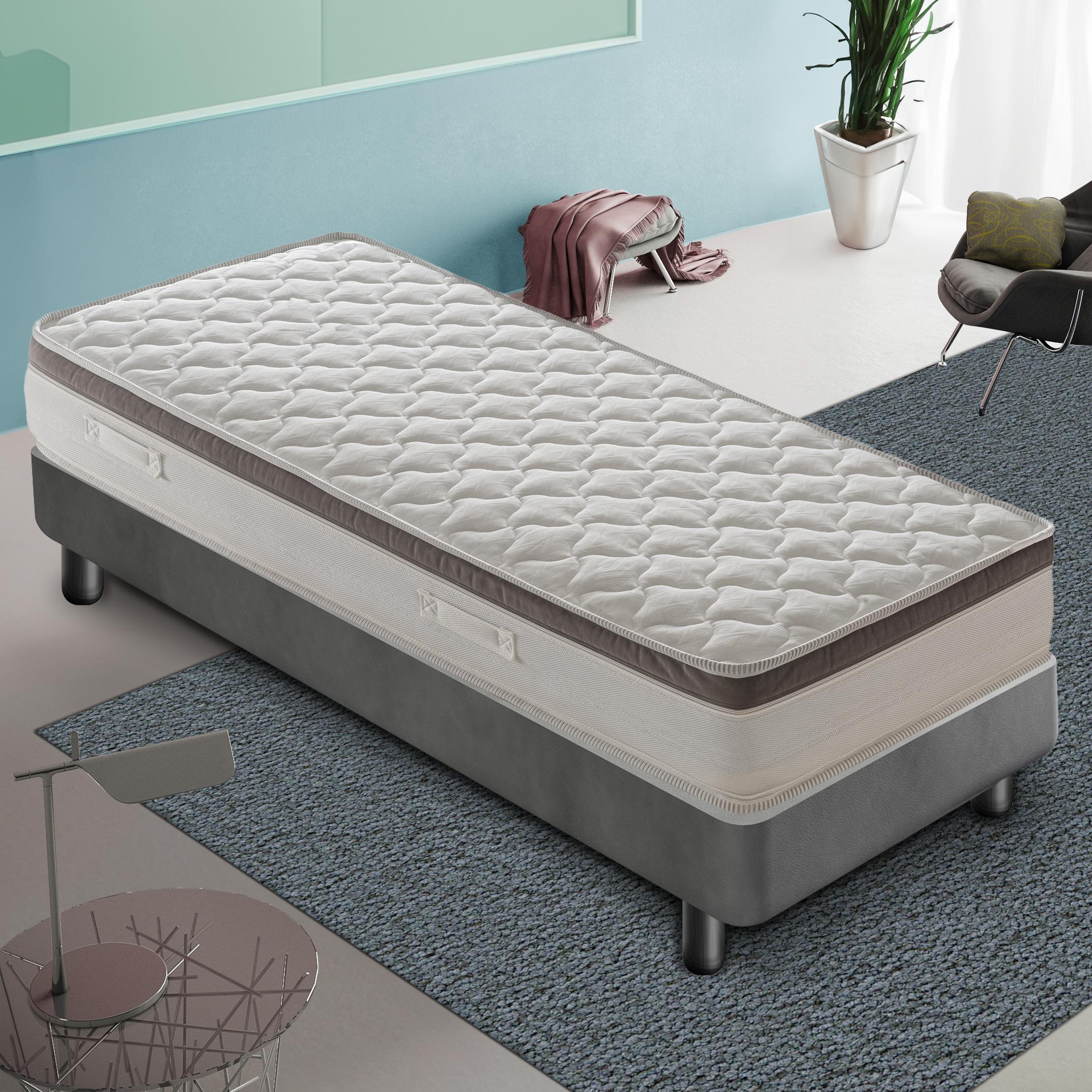 Materasso 80x200 1600 Molle insacchettate - 6 cm Memory Foam - 7 Zone di Comfort - Sfoderabile