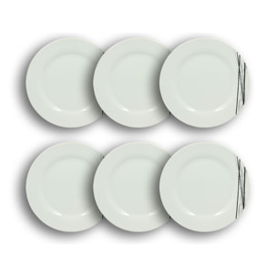Lot de 6 assiettes à dessert porcelaine blanche à rayures noires 19cm CARBONE