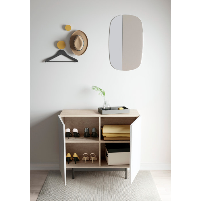 Aparador bajo Printed roble y blanco 78x90x34 cm