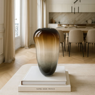 Vase marron et noir en verre soufflé h27cm LIV
