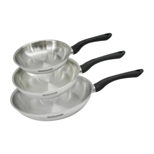 Set 3 poêles 20 24 et 28 cm en inox Fackelmann Geneva