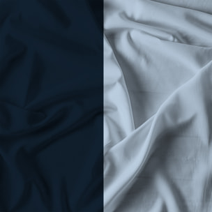 COMPLETO LETTO NATURAL COLOR, 100% Cotone, Made in Italy - BLU SCURO/AZZURRO
