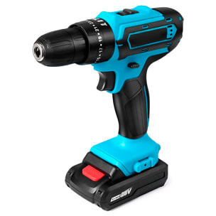 Set di attrezzi con valigetta, trapano elettrico senza fili e 28 accessori.