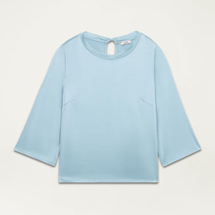 Oltre - Blusa maniche a tre quarti in raso - Azzurro