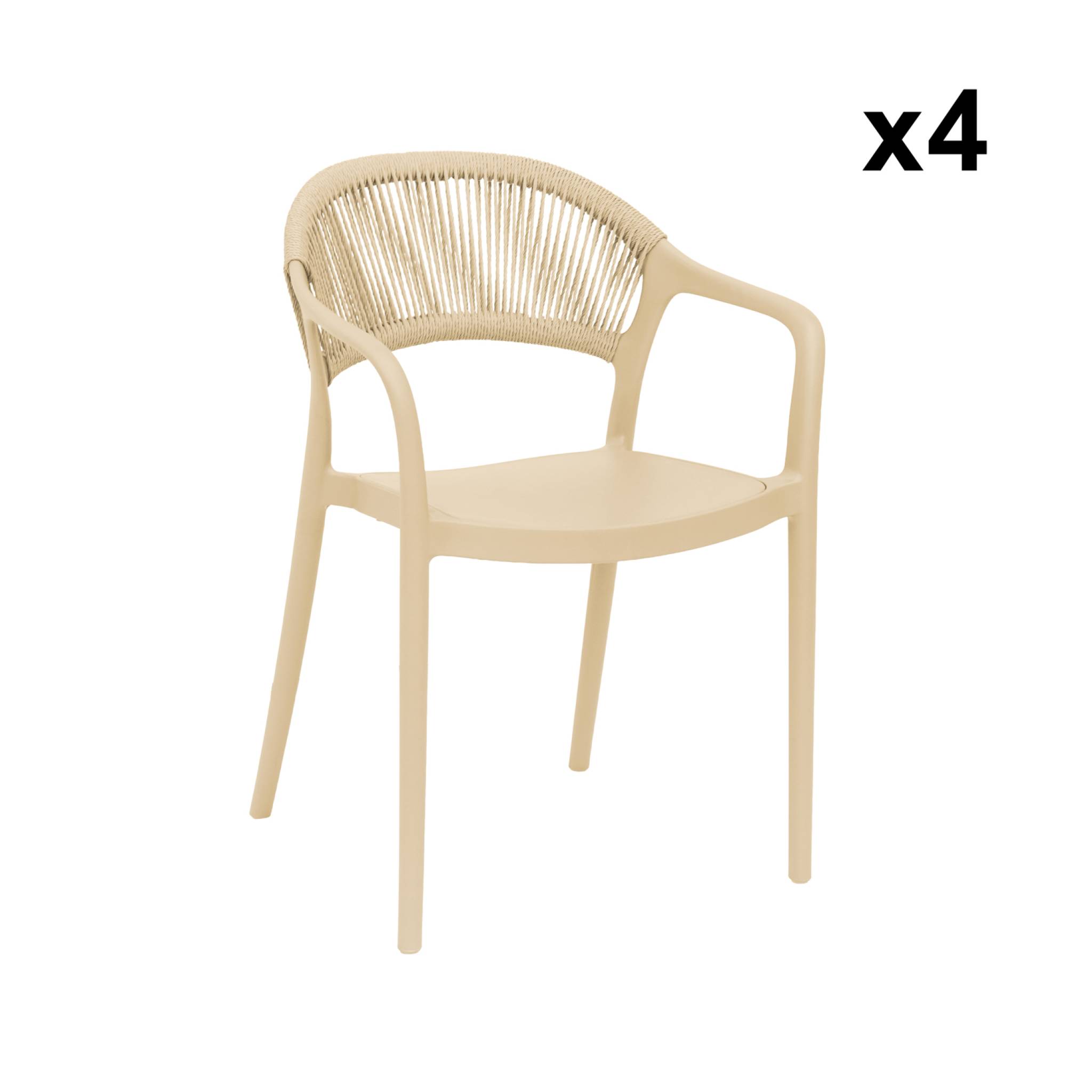 Chaise de jardin empilable avec effet corde (lot de 4) JOVIA