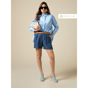 Oltre - Shorts de tencel - Azul