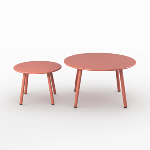 Tables d'appoint de jardin en métal terracotta (lot de 2) - Féria