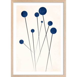 Affiche dessin ""fleurs de bleuets "" Affiche + cadre en bois - Chêne