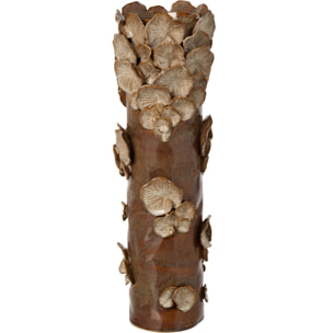 J-Line vase Mushrooms cylindre - grès - marron/beige - large