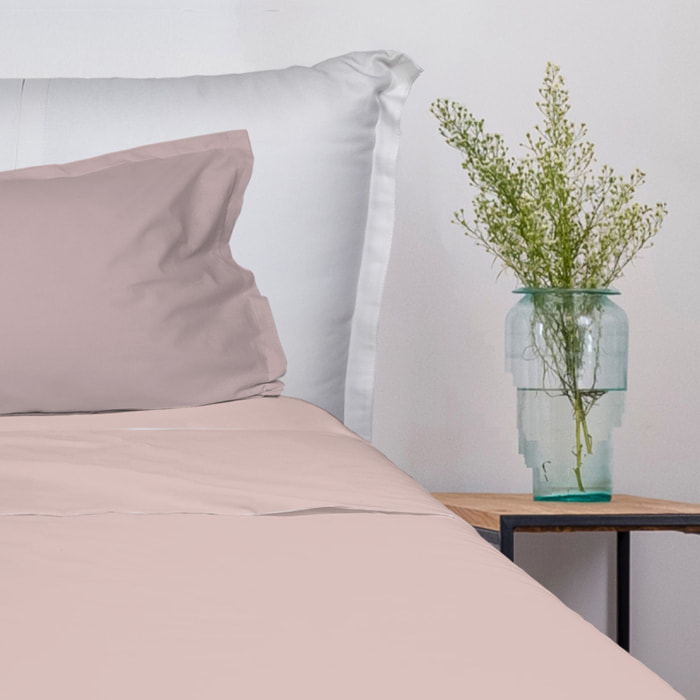 UNO CASA DESIGN Completo Letto Bice 25 Bicolor in Puro Cotone_Singolo_cipria