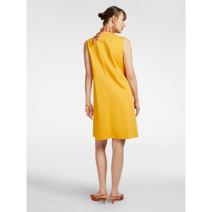 Elena Mirò - Vestido evasé con botones en los hombros. - Amarillo