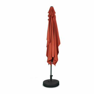 Parasol droit rectangulaire 2x3m - Touquet terracotta - mât central en aluminium orientable et manivelle d'ouverture