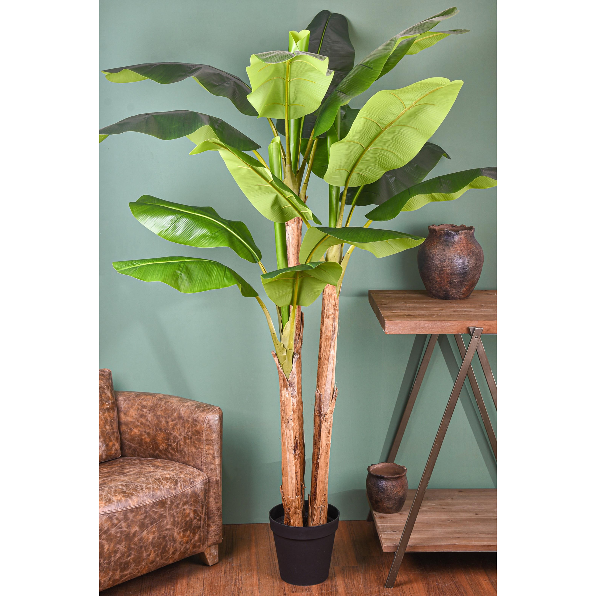 Banani Con Vaso. Altezza 240 Cm - Pezzi 1 - 50X240X50cm - Colore: Verde - Bianchi Dino - Piante Artificiali